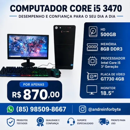 Computador Core i5 3470 8Gb de Ram C/ Placa de Vídeo