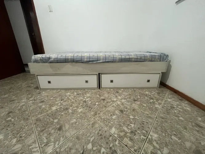 Cama mdf solteiro com 2 gavetas 