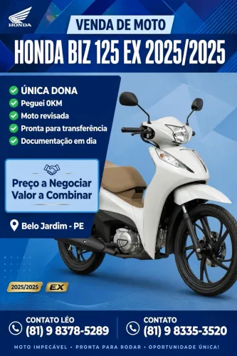 Honda Biz 125 EX 2025 Branca Perolada 13 mil km Unica Dona
