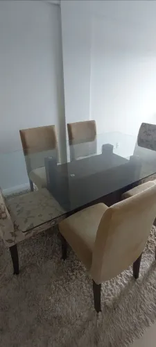 Conjunto Mesa de Jantar Vidro com 6 cadeiras