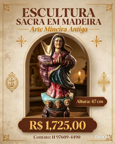 Arte sacra antiga em madeira estilo Aleijadinho mineira