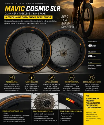 Mavic Cosmic SLR Carbon 60/80mm + GP5000 + Shimano 11v