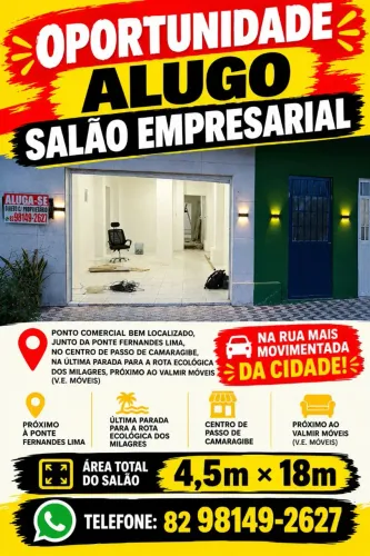 ALUGO SALÃO EMPRESARIAL próximo de Milagres