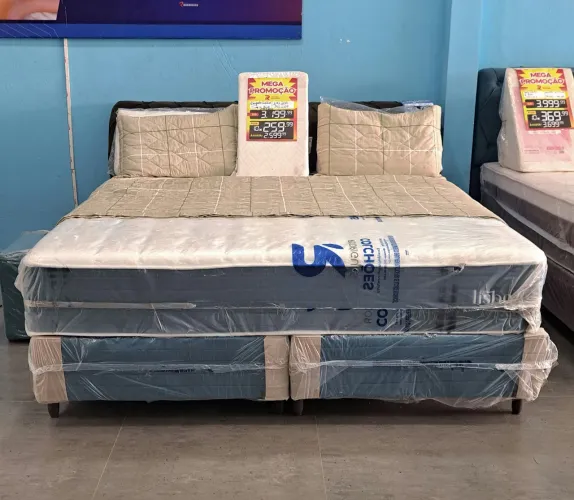 Cama super king 193x203, no pix, débito, cartão de crédito, e crediario.
