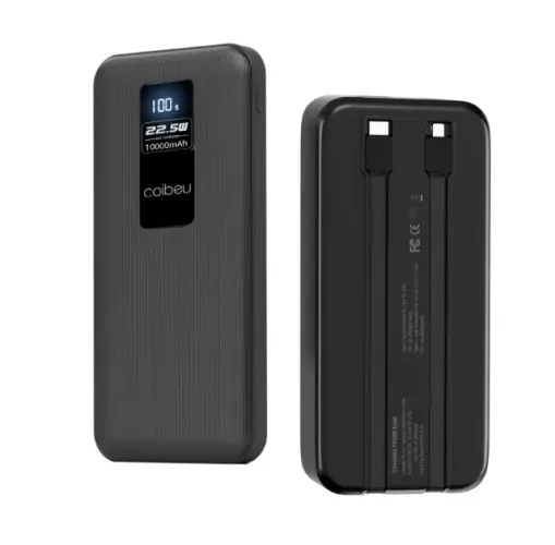 Power Bank 10000mAh Coibeu 22.5W - Display e Cabos Integrados Tipo-C e Lightning - NOVO!