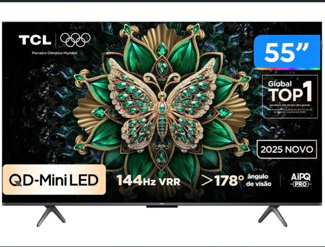 Smart TV 55" TCL 4K UHD MiniLED 55C6K 120Hz Google TV AiPQ Google Assistente 4 HDMI 2 USB