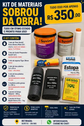 Kit de materiais SOBROU DA OBRA