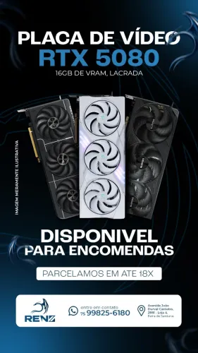 (Renz Informática) (ENCOMENDA) Placa de vídeo Nvidia RTX 5080 16GB GDDR7 NOVA LACRADA