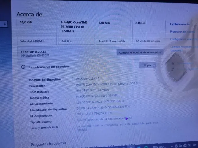 PC HP EliteDesk 800 G3 SFF i5 16GB SSD 256GB