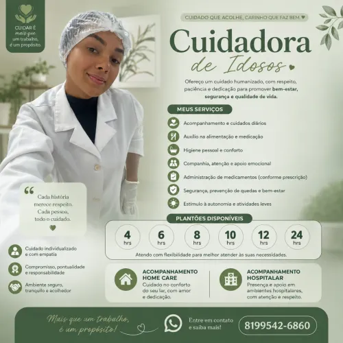 Cuidadora de idosos e Acompanhante Hospitalar 