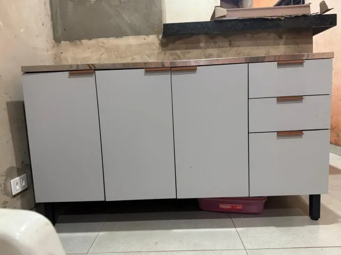 Gabinete de cozinha com pia inox de 1,50 m,