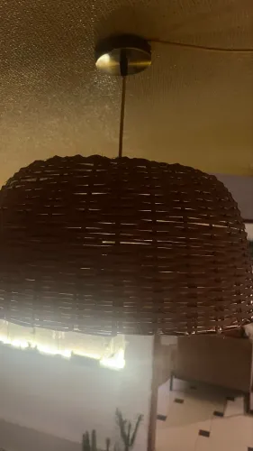 Luminária de teto em ripa de taquara completa