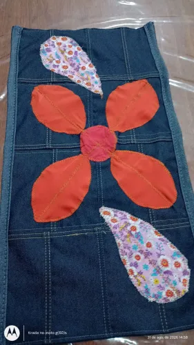 Tapetes jeans retalhos para decoração