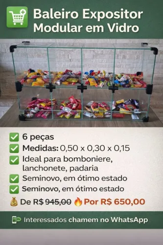 ? Baleiro Expositor Modular em Vidro - 6 Peças