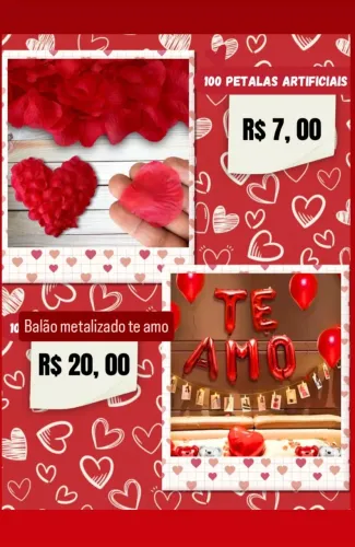 Pétalas e balões Dia dos Namorados
