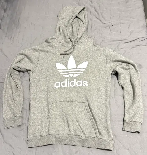 Moletom Adidas Originals Trefoil Vintage Cinza com capuz tamanho G