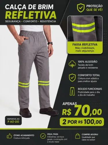 Calça refletiva para trabalho