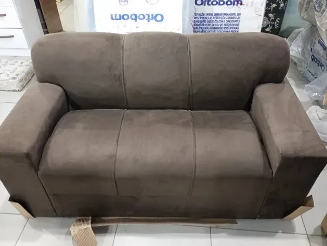 Sofá 3 Lugares Xaropinho Sued Marrom - Entrega Rápida!