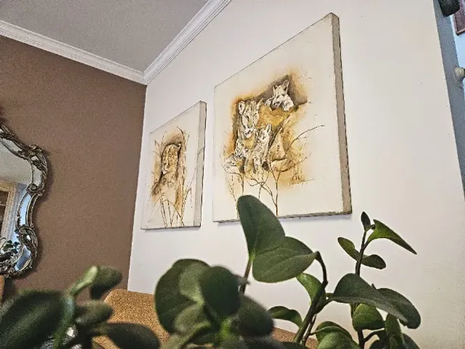 Par de Quadros Decorativos em Tela - Fauna Africana - Pintura Artística