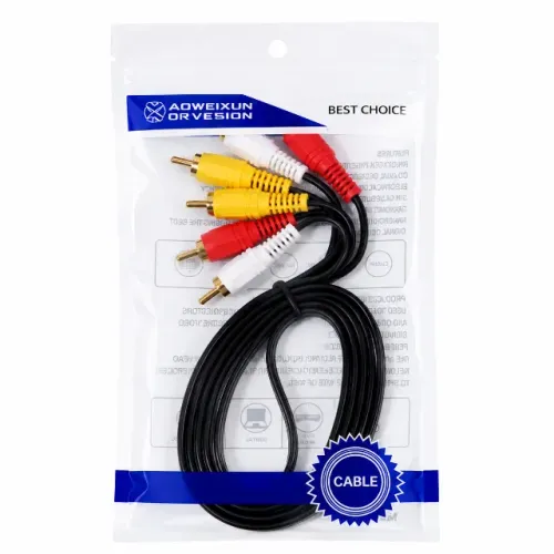 Cabo RCA 3 Vias Áudio e Vídeo Estéreo 3RCA Macho para TV DVD DVR Câmera Receptor pode reti