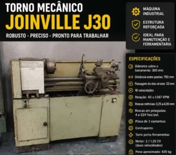 *VENDO TORNO MECÂNICO JOINVILE J30*