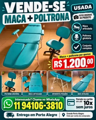 Maca articulada + poltrona giratória seminovas