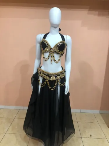 Traje Dança do Ventre Preto Dourado NOVO