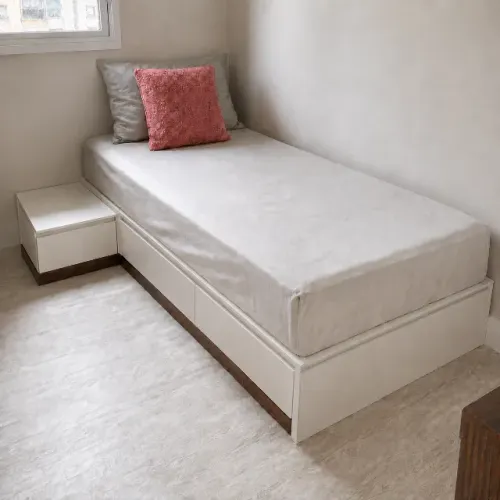 cama de solteiro planejada, em MDF pintura laca