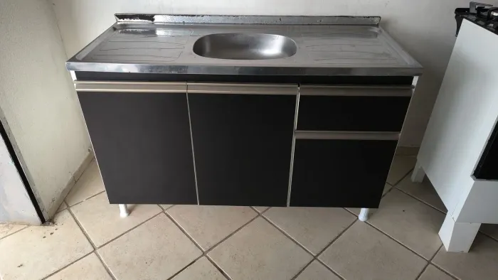 Balcão de pia MDF com tampo inox Entrego com taxa e aceito cartão com taxa da máquina