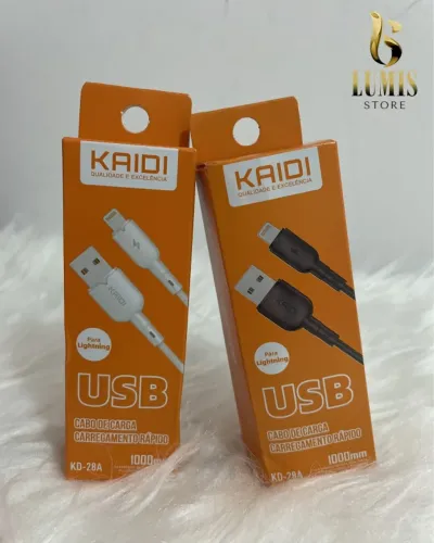 Cabo Usb Para Iphone Lightning Kaidi Carregamento Rápido 1 Metro