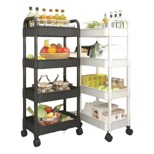 Carrinho Organizador 4 Andares Prateleira B-Max BM-F1124 Branco - WZetta