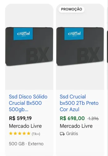 Memória ram + SSD