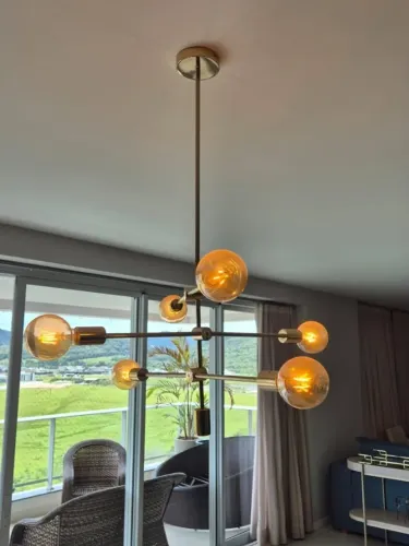 LUSTRE DOURADO DE ALTO PADRÃO - 5 LÂMPADAS