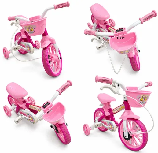 Bicicleta Infantil Nathor Flower Aro 12 Rosa com Rodinhas - Usada
