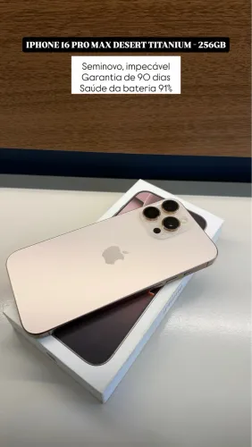 iPhone 16 Pro Max 256GB Desert titanium, Seminovo 91%, Garantia 