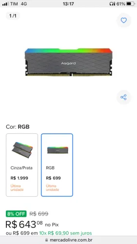 Memoria Ram Asgard Loki W2 Ddr4 8gb (1x8gb) 3200mhz Rgb