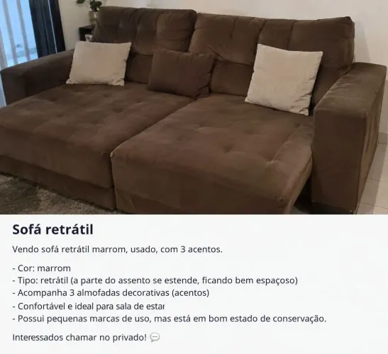 Sofá retrátil Reclinável 3 lugares