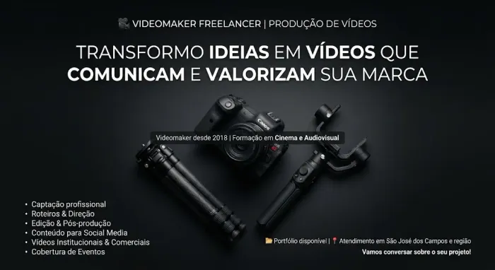 VIDEOMAKER FREELANCER - Captação e Edição de Vídeos 