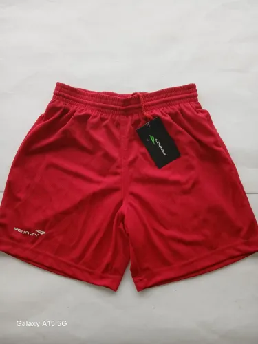 Calção Futebol Infantil Vermelho - Novo