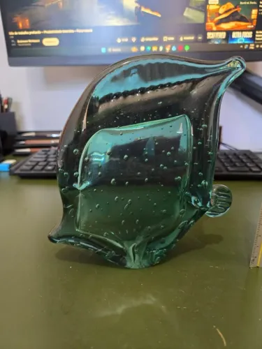 peixe decorativo de cristal murano verde