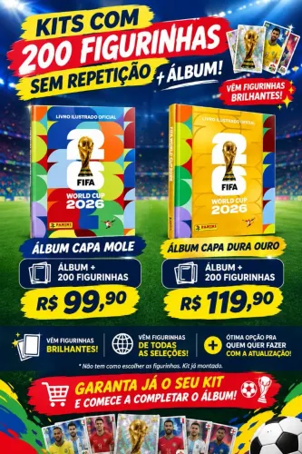 FIGURINHAS COPA 2026 álbum copa kit 200 figurinhas sem repetição