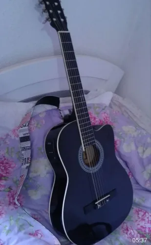 Violão Tagima Memphis AC-60 preto +afinador+ pré amplificador 3 bandas+ case