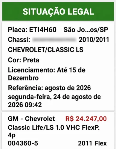 Chevrolet Classic Life/ls 1.0 VHC Flexp. 4P 2011