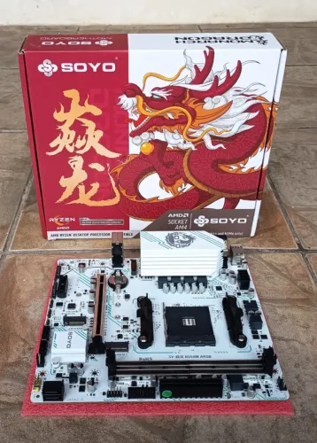 Placa Mãe Soyo AMD B550M ARGB AM4 Ryzen 3000/4000/5000 Branca