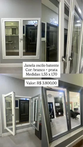 Esquadria de PVC - oscilo batente prata/branco