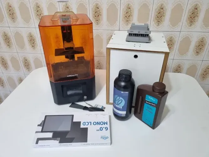 Impressora 3d creality ld002r resina sla + câmara de cura + 1.3l de resina + tela mono