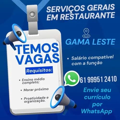 Vaga no Gama df respondemos apenas no WhatsApp