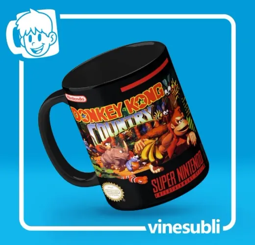 Caneca PRETA Donkey Kong Country - Super Nintendo