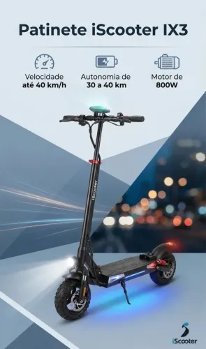 Patinete Elétrico iScooter iX3 Potência, Autonomia e muito Estilo! ?