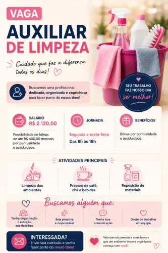 AUXILIAR DE LIMPEZA COM REGISTRO EM CARTEIRA